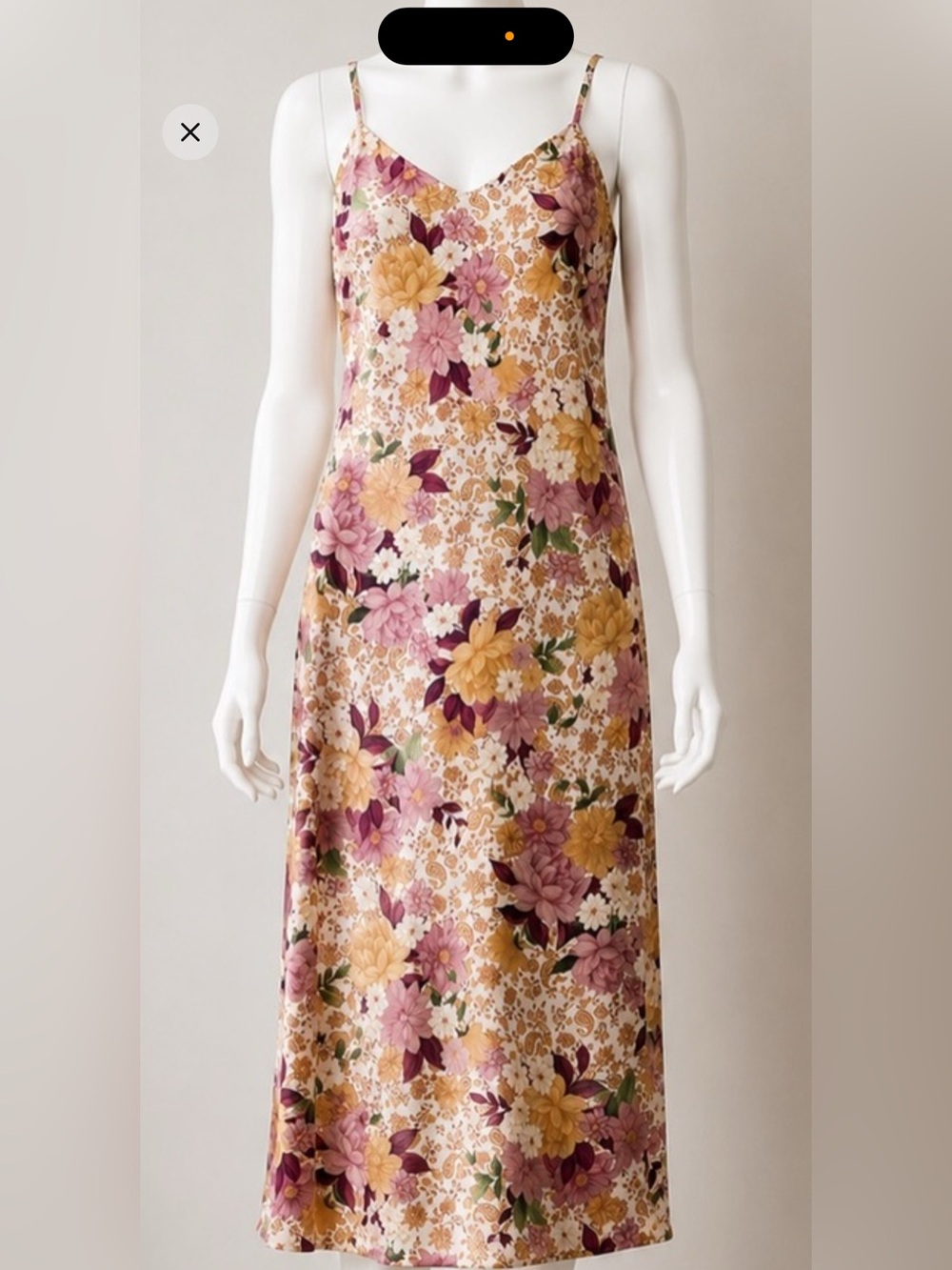 Sadie & Sage Floral Midi Dress in Pink and Mustard - Size Small